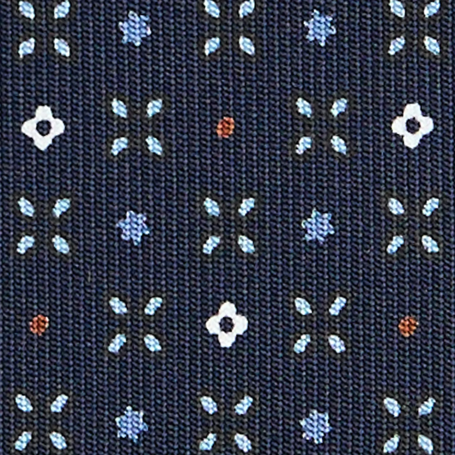 E.Marinella CRAVATTE|Cravatte In Seta Stampata|CRAVATTA SARTORIALE CLASSICA IN SETA BLU SCURO Microfantasia fiore