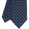 E.Marinella CRAVATTE|Cravatte In Seta Stampata|CRAVATTA SARTORIALE CLASSICA IN SETA BLU SCURO Microfantasia fiore