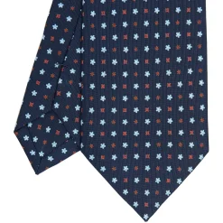 E.Marinella CRAVATTE|Cravatte In Seta Stampata|CRAVATTA SARTORIALE CLASSICA IN SETA BLU SCURO Microfantasia fiore