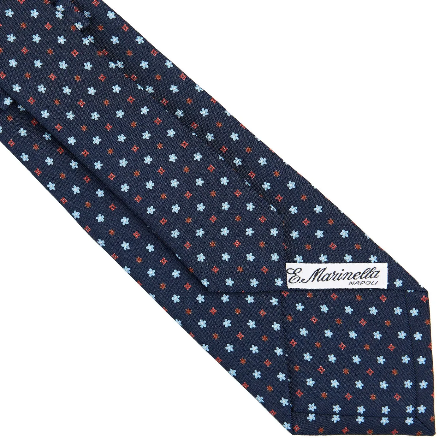 E.Marinella CRAVATTE|Cravatte In Seta Stampata|CRAVATTA SARTORIALE CLASSICA IN SETA BLU SCURO Microfantasia fiore
