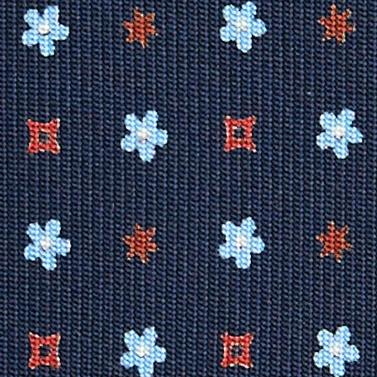 E.Marinella CRAVATTE|Cravatte In Seta Stampata|CRAVATTA SARTORIALE CLASSICA IN SETA BLU SCURO Microfantasia fiore