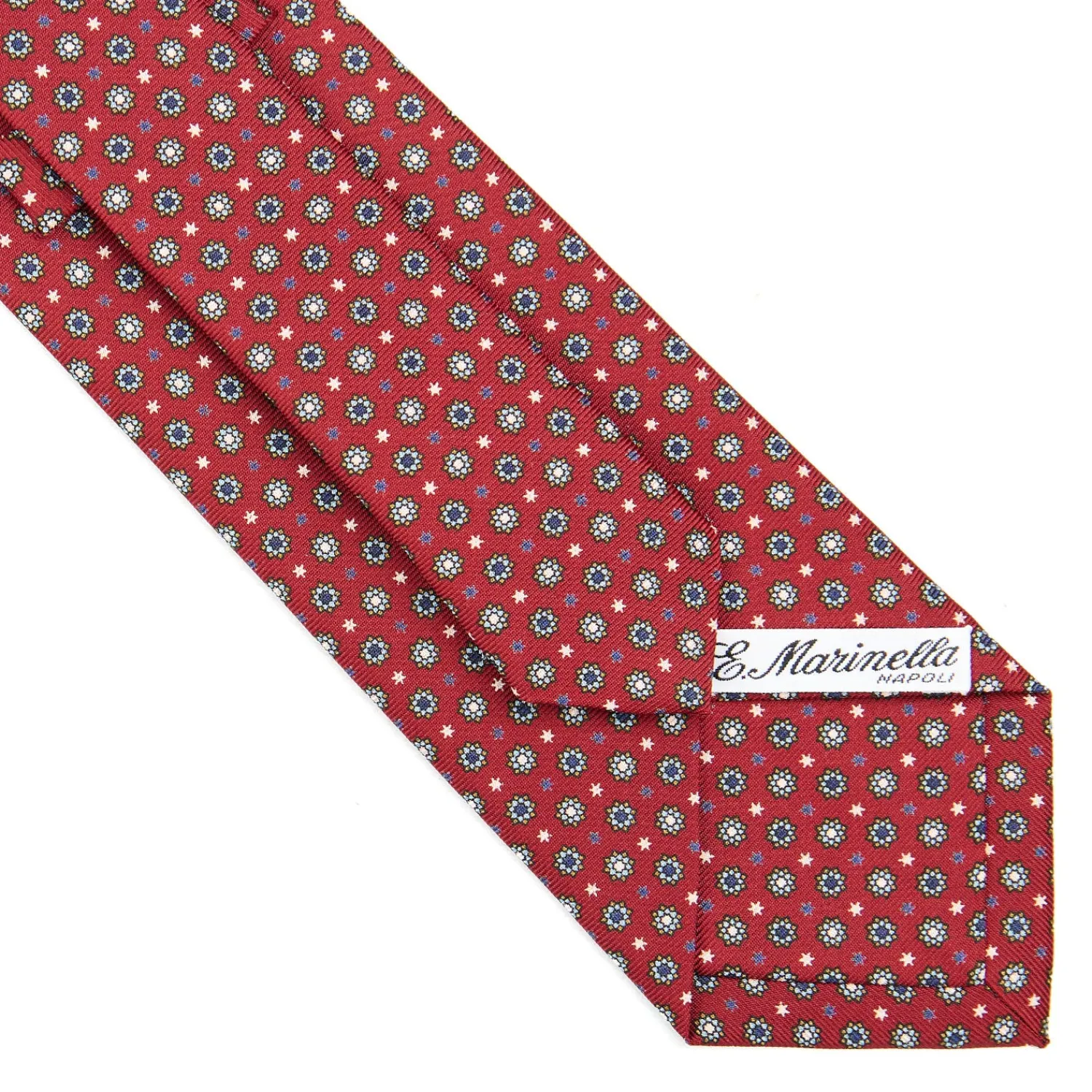 E.Marinella CRAVATTE|Cravatte In Seta Stampata|CRAVATTA SARTORIALE CLASSICA IN SETA BORDEAUX Microfantasia fiore