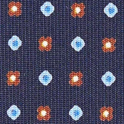 E.Marinella CRAVATTE|Cravatte In Seta Stampata|CRAVATTA SARTORIALE CLASSICA IN SETA BLU SCURO Microfantasia fiore