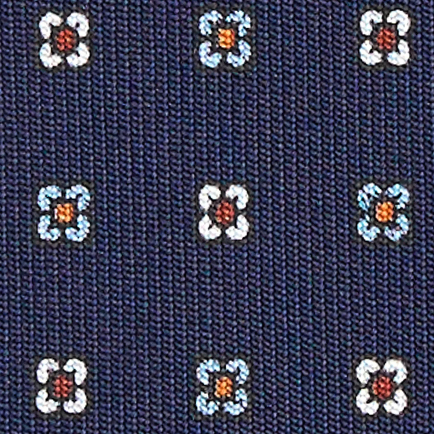 E.Marinella CRAVATTE|Cravatte In Seta Stampata|CRAVATTA SARTORIALE CLASSICA IN SETA BLU SCURO Microfantasia fiore