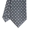 E.Marinella CRAVATTE|Cravatte In Seta Stampata|CRAVATTA SARTORIALE CLASSICA IN SETA GRIGIO SCURO Microfantasia fiore