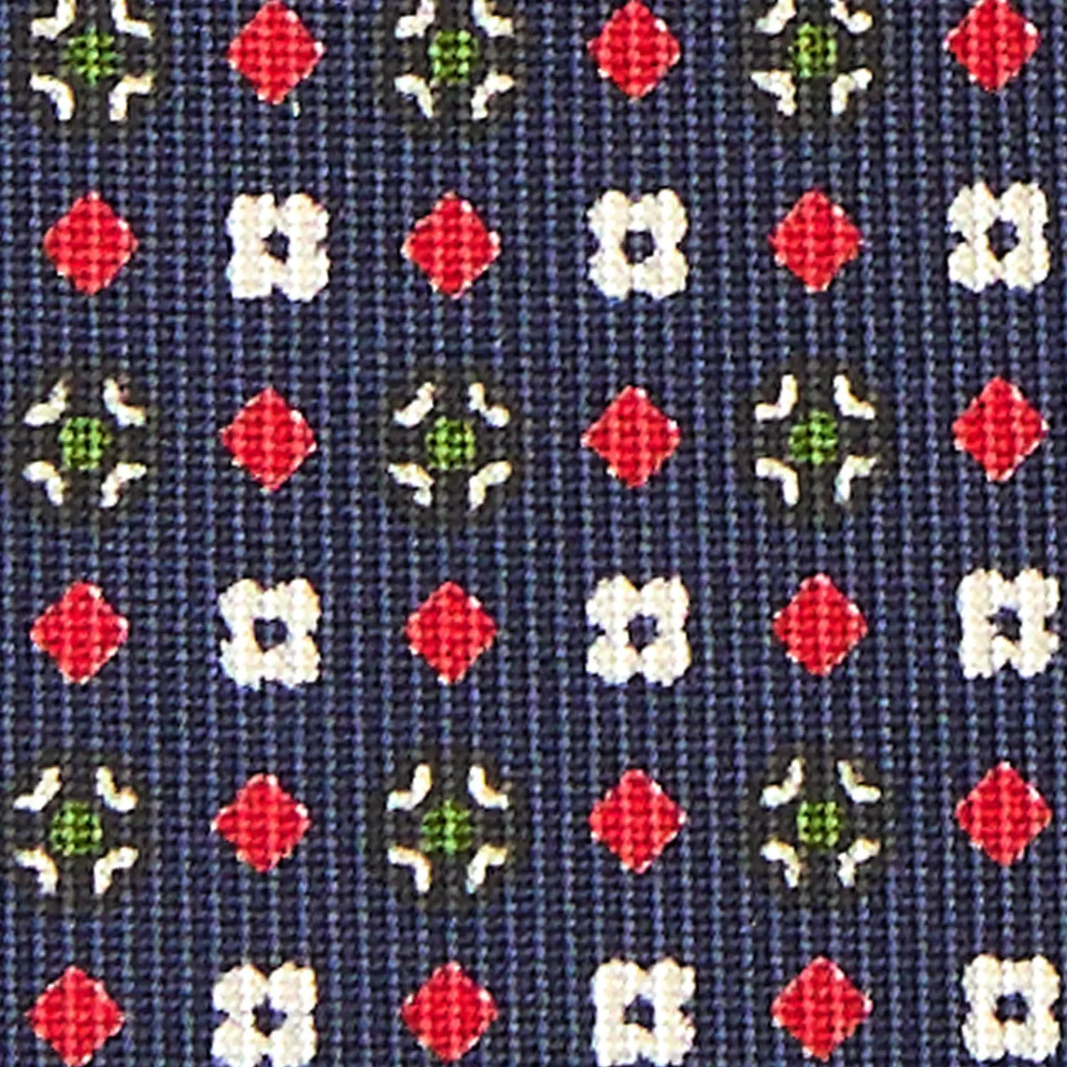 E.Marinella CRAVATTE|Cravatte In Seta Stampata|CRAVATTA SARTORIALE CLASSICA IN SETA BLU SCURO Microfantasia fiore