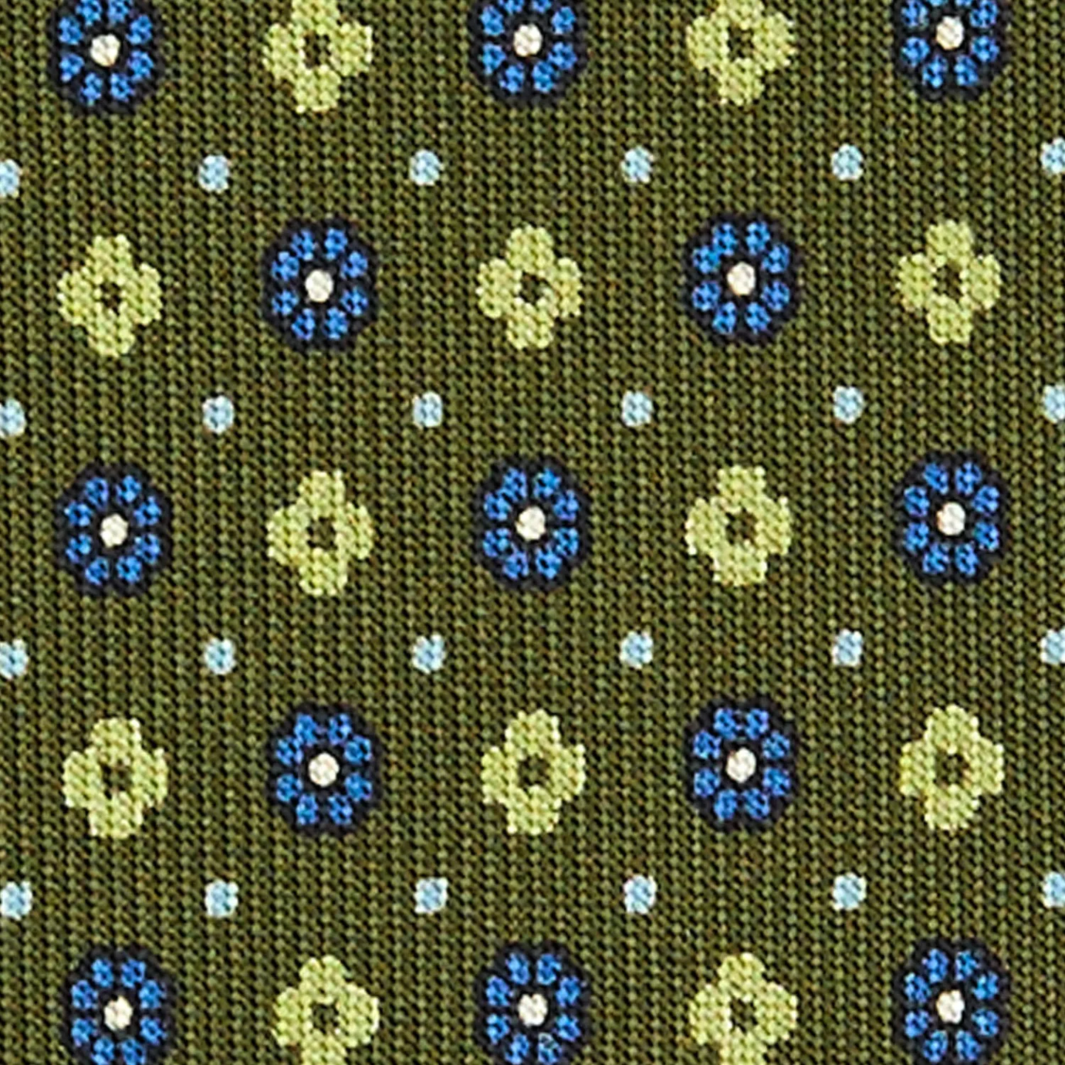 E.Marinella CRAVATTE|Cravatte In Seta Stampata|CRAVATTA SARTORIALE CLASSICA IN SETA VERDE OLIVA Microfantasia fiore