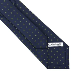 E.Marinella CRAVATTE|Cravatte In Seta Stampata|CRAVATTA SARTORIALE CLASSICA IN SETA BLU SCURO Microfantasia fiore
