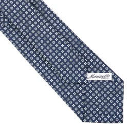E.Marinella CRAVATTE|Cravatte In Seta Stampata|CRAVATTA SARTORIALE CLASSICA IN SETA BLU SCURO Microfantasia fiore
