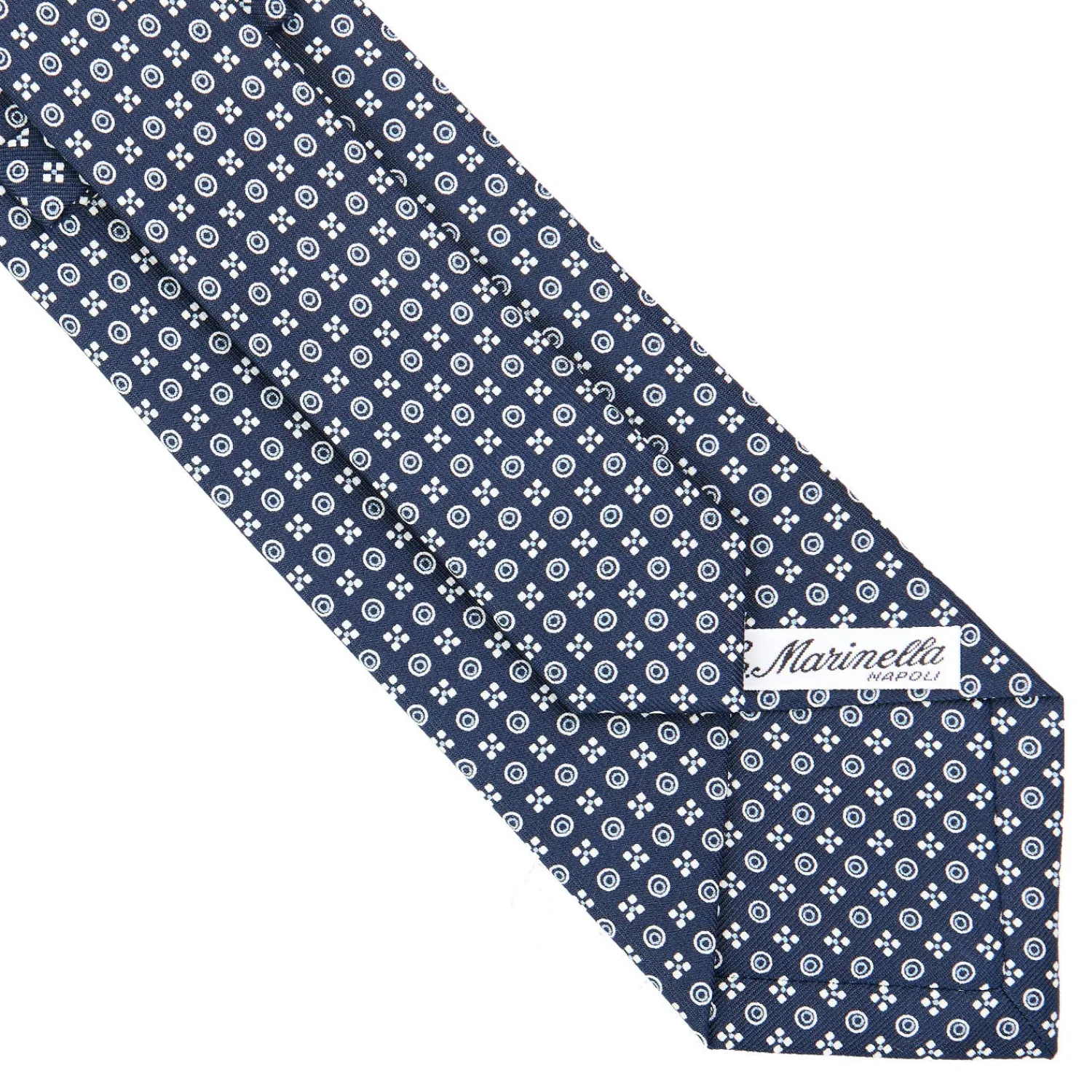 E.Marinella CRAVATTE|Cravatte In Seta Stampata|CRAVATTA SARTORIALE CLASSICA IN SETA BLU SCURO Microfantasia fiore