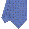 E.Marinella CRAVATTE|Cravatte In Seta Stampata|CRAVATTA SARTORIALE CLASSICA IN SETA AZZURRO POLVERE Microfantasia fiore