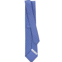 E.Marinella CRAVATTE|Cravatte In Seta Stampata|CRAVATTA SARTORIALE CLASSICA IN SETA AZZURRO POLVERE Microfantasia fiore