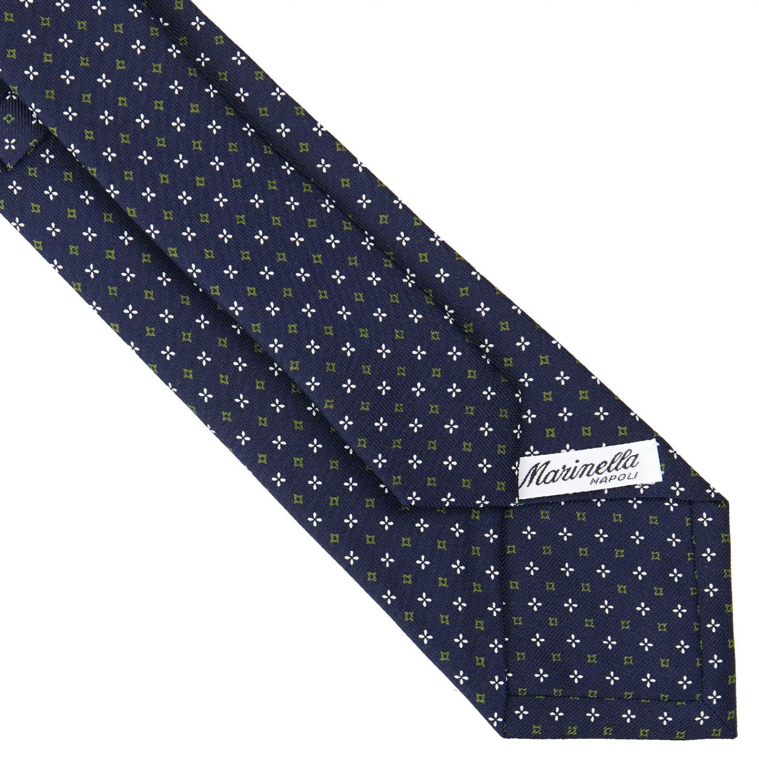 E.Marinella CRAVATTE|Cravatte In Seta Stampata|CRAVATTA SARTORIALE CLASSICA IN SETA BLU SCURO Microfantasia fiore