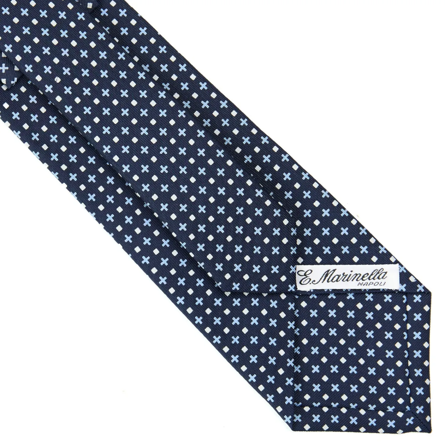 E.Marinella CRAVATTE|Cravatte In Seta Stampata|CRAVATTA SARTORIALE CLASSICA IN SETA BLU SCURO Microfantasia fiore