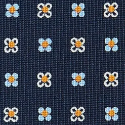 E.Marinella CRAVATTE|Cravatte In Seta Stampata|CRAVATTA SARTORIALE CLASSICA IN SETA BLU SCURO Microfantasia fiore