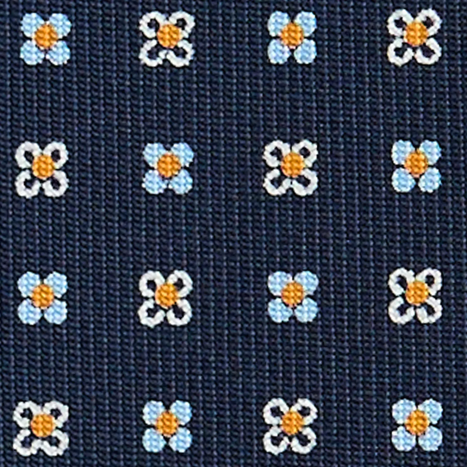 E.Marinella CRAVATTE|Cravatte In Seta Stampata|CRAVATTA SARTORIALE CLASSICA IN SETA BLU SCURO Microfantasia fiore