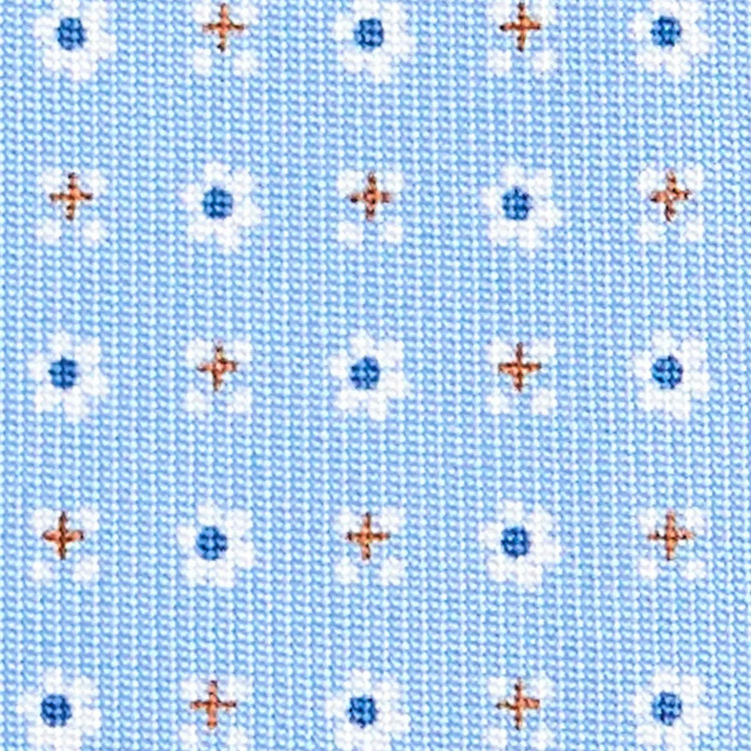 E.Marinella CRAVATTE|Cravatte In Seta Stampata|CRAVATTA SARTORIALE CLASSICA IN SETA AZZURRA Microfantasia fiore