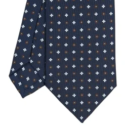 E.Marinella CRAVATTE|Cravatte In Seta Stampata|CRAVATTA SARTORIALE CLASSICA IN SETA BLU SCURO Microfantasia fiore