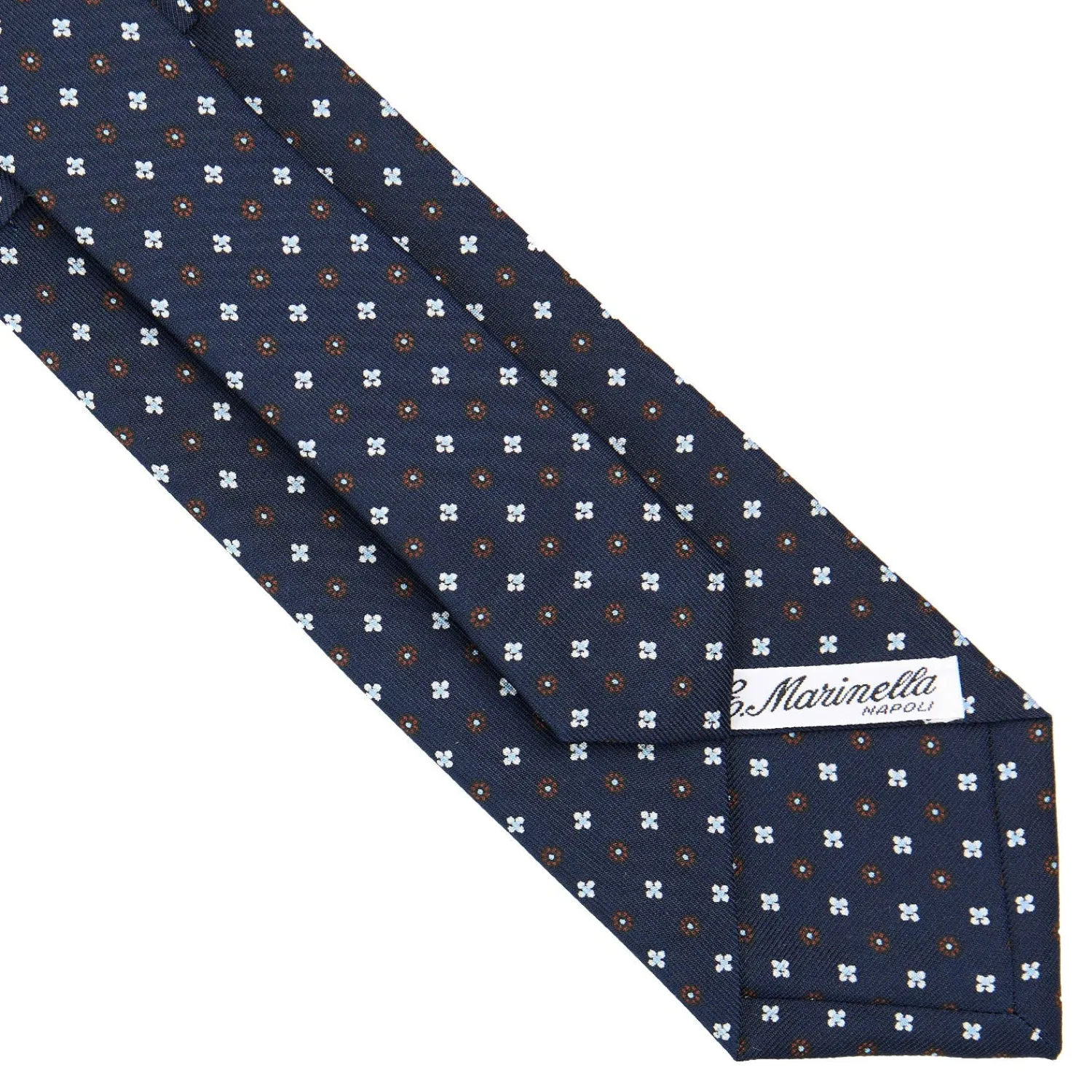 E.Marinella CRAVATTE|Cravatte In Seta Stampata|CRAVATTA SARTORIALE CLASSICA IN SETA BLU SCURO Microfantasia fiore