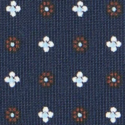 E.Marinella CRAVATTE|Cravatte In Seta Stampata|CRAVATTA SARTORIALE CLASSICA IN SETA BLU SCURO Microfantasia fiore