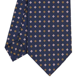 E.Marinella CRAVATTE|Cravatte In Seta Stampata|CRAVATTA SARTORIALE CLASSICA IN SETA BLU SCURO Microfantasia fiore