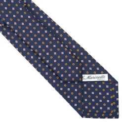 E.Marinella CRAVATTE|Cravatte In Seta Stampata|CRAVATTA SARTORIALE CLASSICA IN SETA BLU SCURO Microfantasia fiore