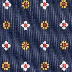 E.Marinella CRAVATTE|Cravatte In Seta Stampata|CRAVATTA SARTORIALE CLASSICA IN SETA BLU SCURO Microfantasia fiore