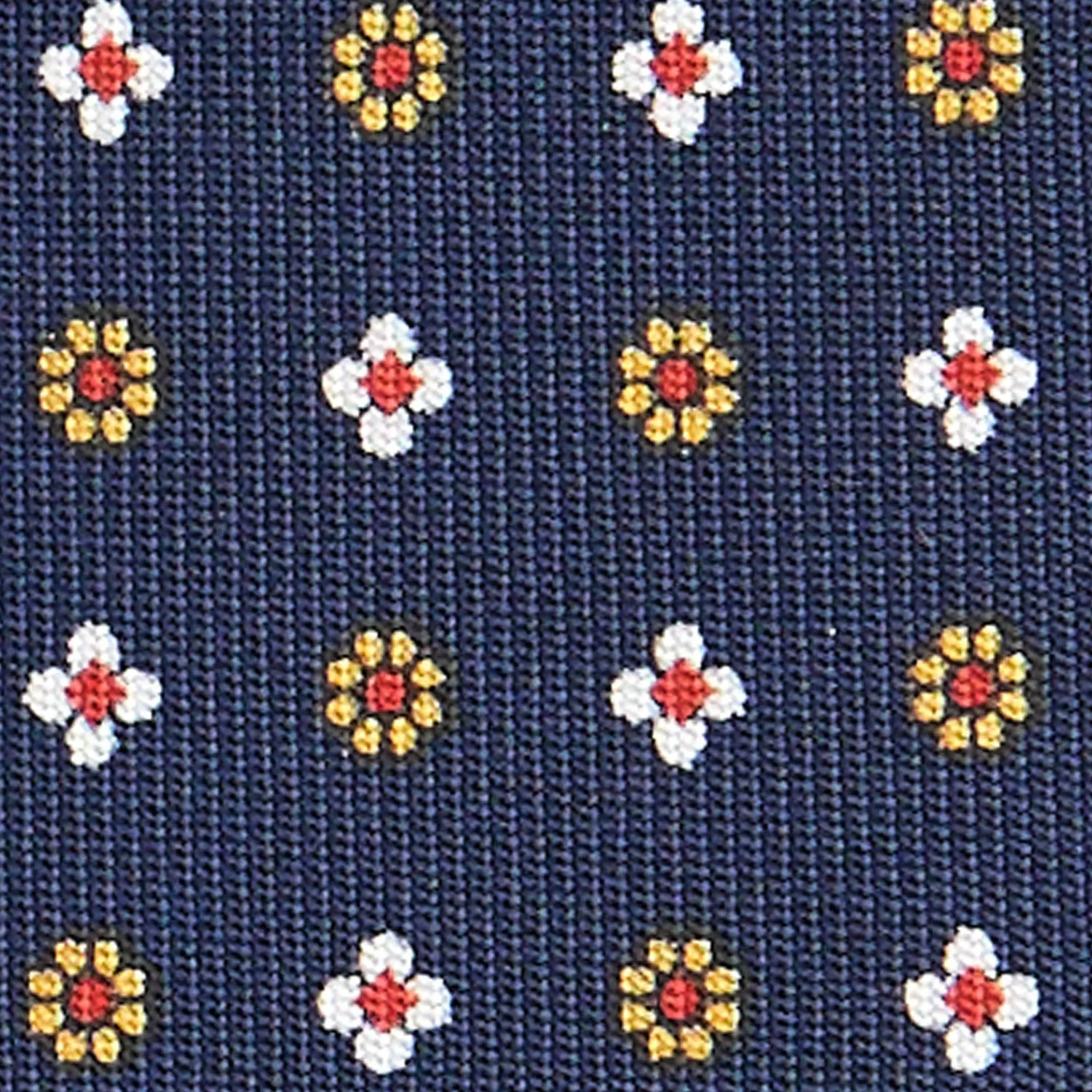 E.Marinella CRAVATTE|Cravatte In Seta Stampata|CRAVATTA SARTORIALE CLASSICA IN SETA BLU SCURO Microfantasia fiore