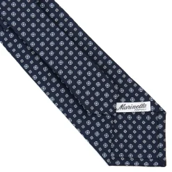 E.Marinella CRAVATTE|Cravatte In Seta Stampata|CRAVATTA SARTORIALE CLASSICA IN SETA BLU SCURO Microfantasia fiore