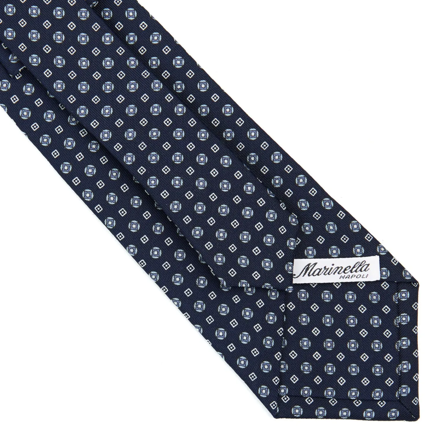 E.Marinella CRAVATTE|Cravatte In Seta Stampata|CRAVATTA SARTORIALE CLASSICA IN SETA BLU SCURO Microfantasia fiore
