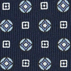 E.Marinella CRAVATTE|Cravatte In Seta Stampata|CRAVATTA SARTORIALE CLASSICA IN SETA BLU SCURO Microfantasia fiore