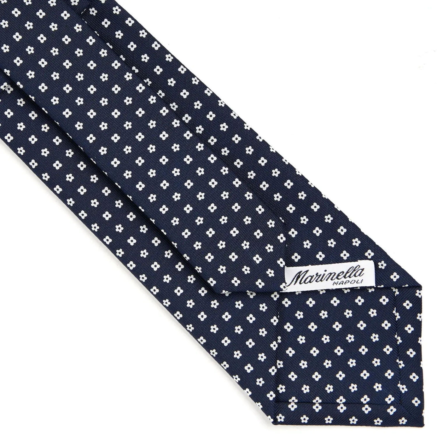 E.Marinella CRAVATTE|Cravatte In Seta Stampata|CRAVATTA SARTORIALE CLASSICA IN SETA BLU SCURO Microfantasia fiore