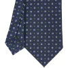 E.Marinella CRAVATTE|CRAVATTA SARTORIALE CLASSICA IN SETA BLU SCURO Microfantasia fiore