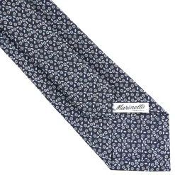E.Marinella CRAVATTE|Cravatte In Seta Stampata|CRAVATTA SARTORIALE CLASSICA IN SETA BLU SCURO Microfantasia fiore