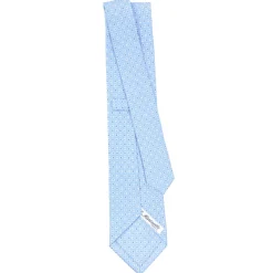E.Marinella CRAVATTE|Cravatte In Seta Stampata|CRAVATTA SARTORIALE CLASSICA IN SETA AZZURRA Microfantasia fiore