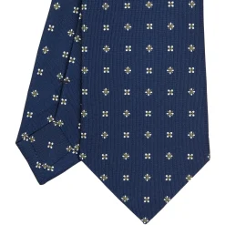 E.Marinella CRAVATTE|Cravatte In Seta Stampata|CRAVATTA SARTORIALE CLASSICA IN SETA BLU SCURO Microfantasia fiore