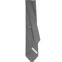 E.Marinella CRAVATTE|Cravatte In Seta Stampata|CRAVATTA SARTORIALE CLASSICA IN SETA GRIGIO SCURO Microfantasia fiore