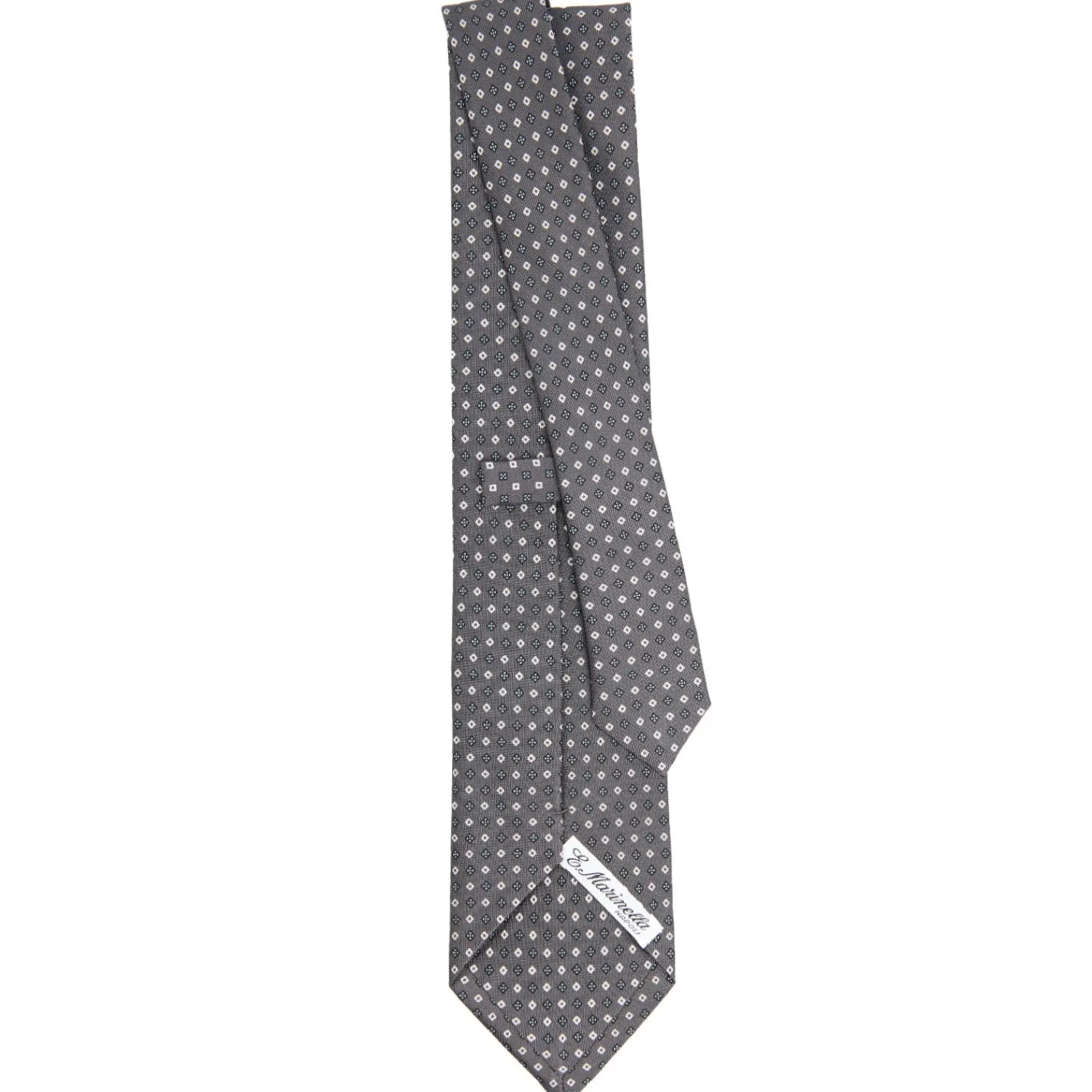 E.Marinella CRAVATTE|Cravatte In Seta Stampata|CRAVATTA SARTORIALE CLASSICA IN SETA GRIGIO SCURO Microfantasia fiore