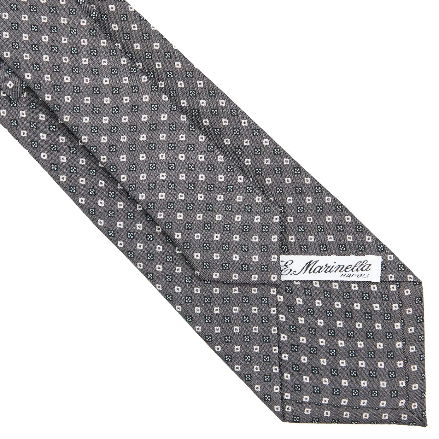 E.Marinella CRAVATTE|Cravatte In Seta Stampata|CRAVATTA SARTORIALE CLASSICA IN SETA GRIGIO SCURO Microfantasia fiore