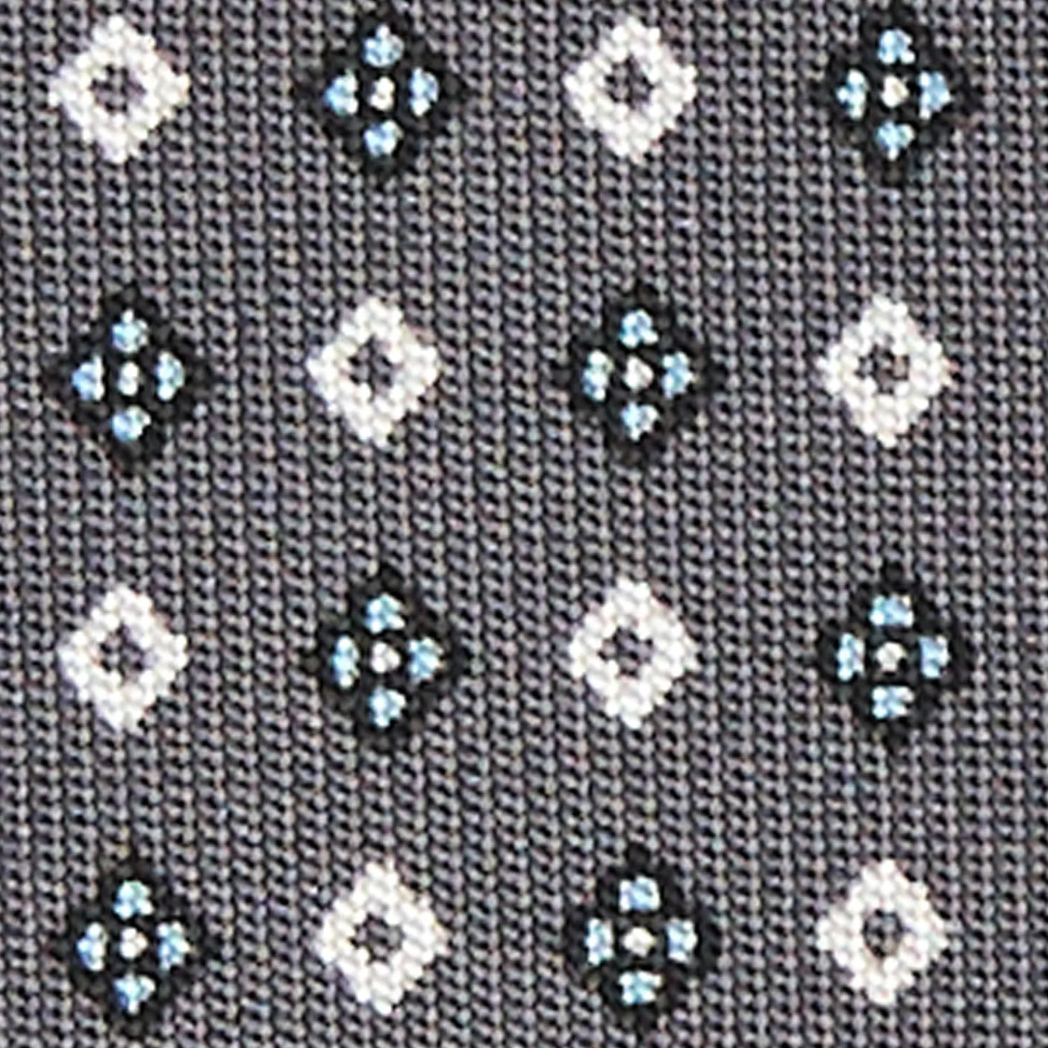 E.Marinella CRAVATTE|Cravatte In Seta Stampata|CRAVATTA SARTORIALE CLASSICA IN SETA GRIGIO SCURO Microfantasia fiore