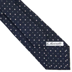 E.Marinella CRAVATTE|Cravatte In Seta Stampata|CRAVATTA SARTORIALE CLASSICA IN SETA BLU SCURO Microfantasia fiore