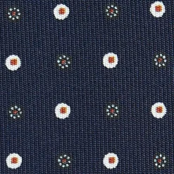E.Marinella CRAVATTE|Cravatte In Seta Stampata|CRAVATTA SARTORIALE CLASSICA IN SETA BLU SCURO Microfantasia fiore