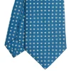 E.Marinella CRAVATTE|Cravatte In Seta Stampata|CRAVATTA SARTORIALE CLASSICA IN SETA BLU MEDIO Microfantasia fiore