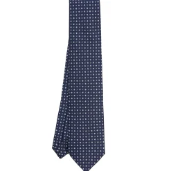 E.Marinella CRAVATTE|Cravatte In Seta Stampata|CRAVATTA SARTORIALE CLASSICA IN SETA BLU SCURO Microfantasia fiore