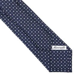 E.Marinella CRAVATTE|Cravatte In Seta Stampata|CRAVATTA SARTORIALE CLASSICA IN SETA BLU SCURO Microfantasia fiore