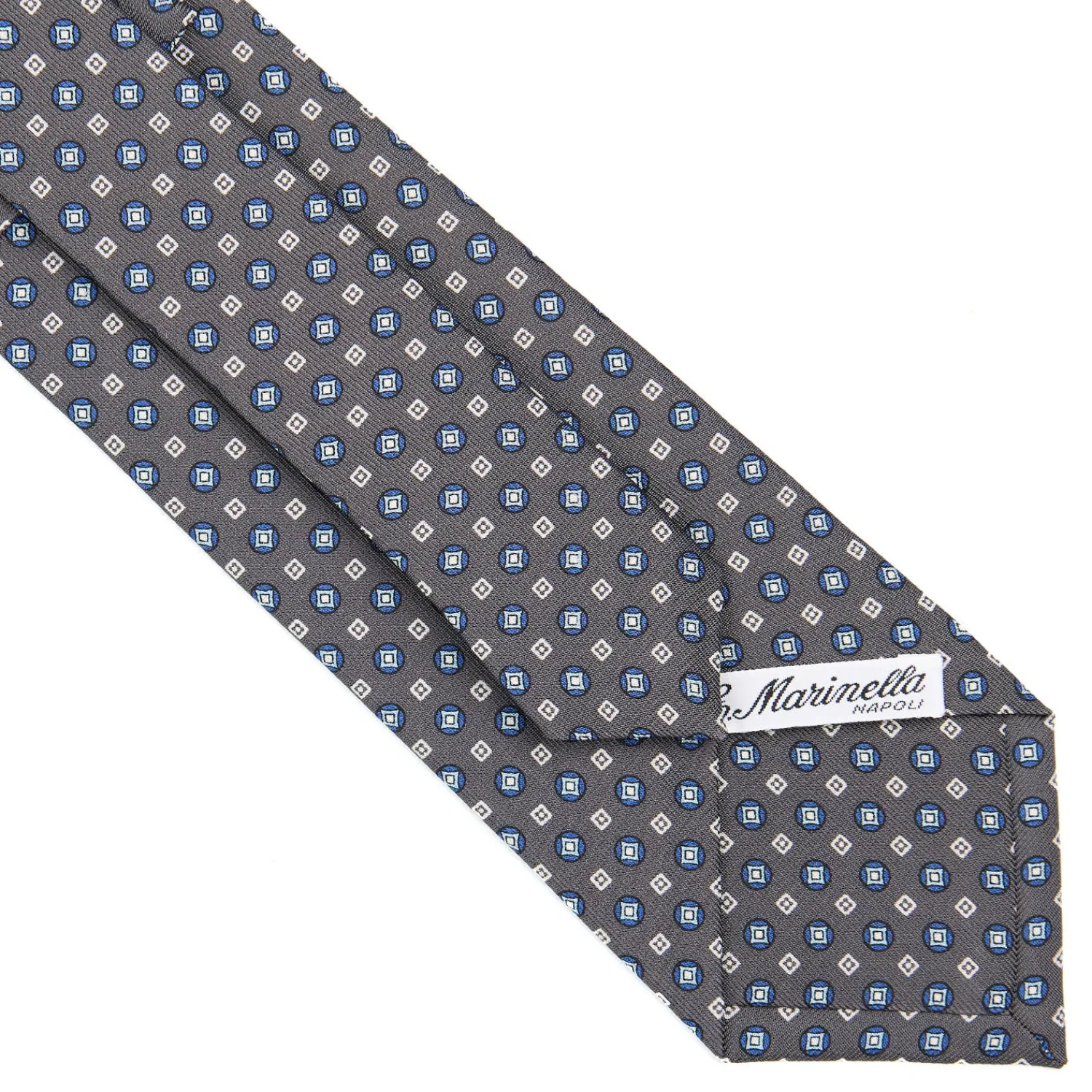 E.Marinella CRAVATTE|Cravatte In Seta Stampata|CRAVATTA SARTORIALE CLASSICA IN SETA GRIGIO SCURO Microfantasia fiore