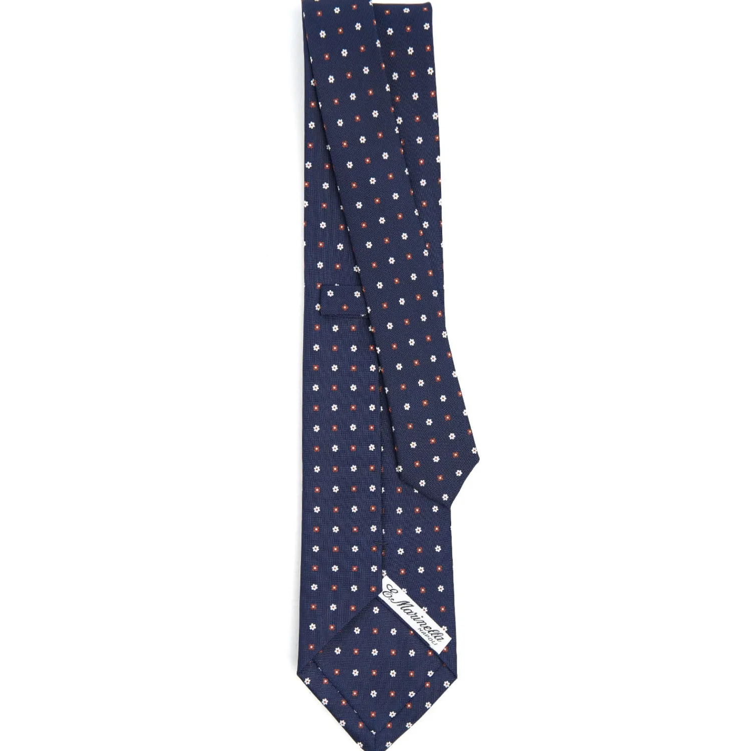 E.Marinella CRAVATTE|Cravatte In Seta Stampata|CRAVATTA SARTORIALE CLASSICA IN SETA BLU SCURO Microfantasia fiore
