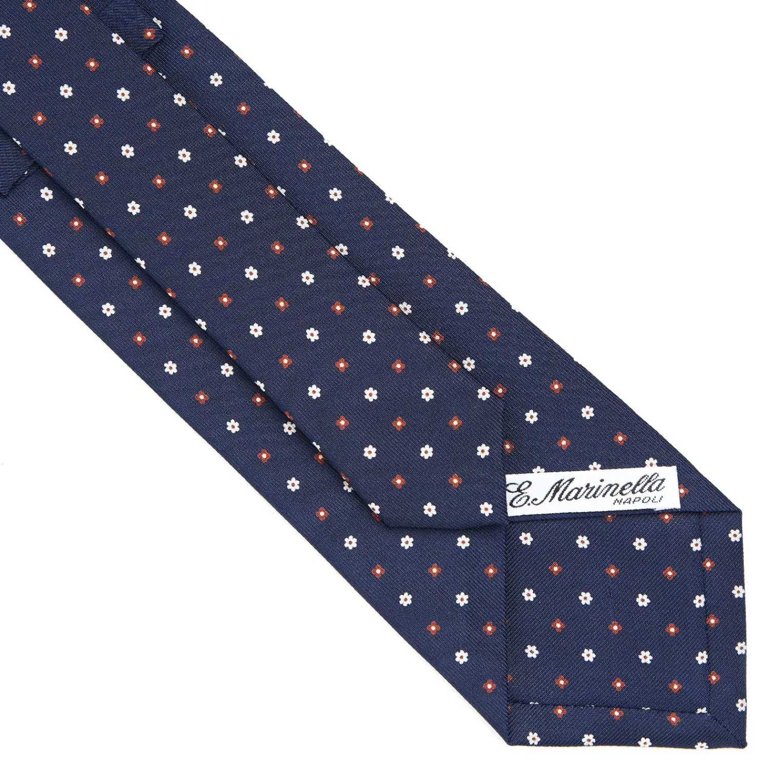 E.Marinella CRAVATTE|Cravatte In Seta Stampata|CRAVATTA SARTORIALE CLASSICA IN SETA BLU SCURO Microfantasia fiore