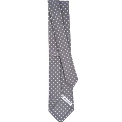 E.Marinella CRAVATTE|Cravatte In Seta Stampata|CRAVATTA SARTORIALE CLASSICA IN SETA GRIGIO SCURO Microfantasia fiore