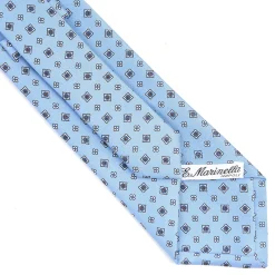 E.Marinella CRAVATTE|Cravatte In Seta Stampata|CRAVATTA SARTORIALE CLASSICA IN SETA AZZURRA Microfantasia fiore